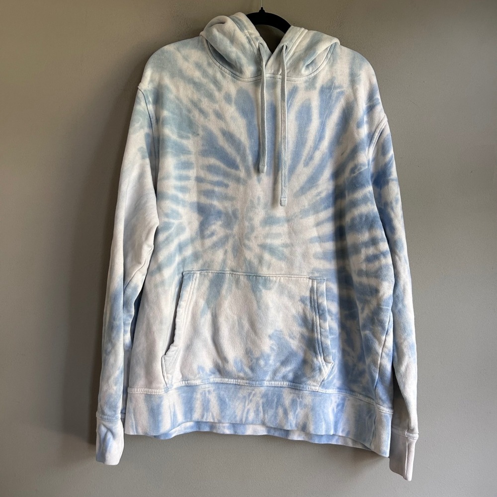 American Eagle Blue White Spiral Tie Dye Pullover Hoodie Large Mens L